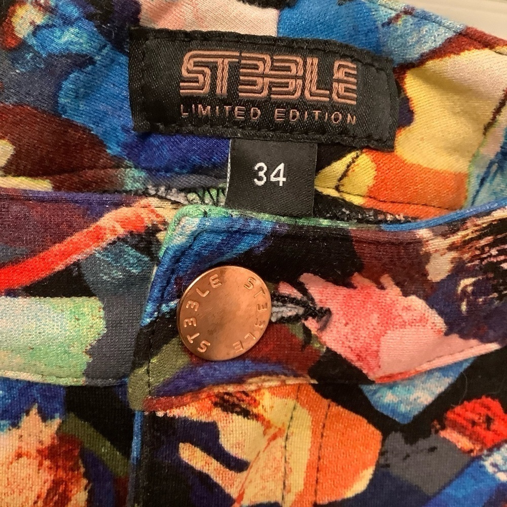 St33le Stretch Knit Jeans Rainbow Shorts Limited Edition 6” Inseam Sz. 34 - Picture 6 of 14